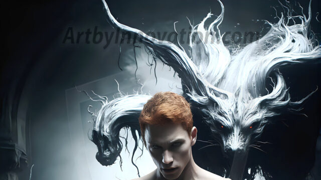 AI male art photos with a fantastical atmosphere. Imagine a Hogwarts School of Witchcraft student, from the Harry Potter series, a handsome, beautiful, and attractive, shirtless young teenage boy, standing firm against a threat. With a detailed Hogwarts castle background, casting a powerful spell, conjuring creatures based on their assigned house crest. From Demonic snakes, powerful lions, fierce badgers, or a murder of Crows. Dementors floating ominously in a cloudy sky, and sparks, shadows, and cinematic lighting, offering an otherworldly vibe.