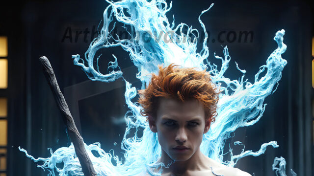 AI male art photos with a fantastical atmosphere. Imagine a Hogwarts School of Witchcraft student, from the Harry Potter series, a handsome, beautiful, and attractive, shirtless young teenage boy, standing firm against a threat. With a detailed Hogwarts castle background, casting a powerful spell, conjuring creatures based on their assigned house crest. From Demonic snakes, powerful lions, fierce badgers, or a murder of Crows. Dementors floating ominously in a cloudy sky, and sparks, shadows, and cinematic lighting, offering an otherworldly vibe.