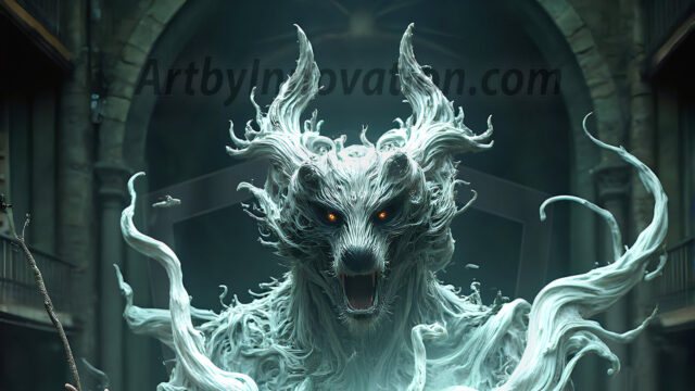 AI male art photos with a fantastical atmosphere. Imagine a Hogwarts School of Witchcraft student, from the Harry Potter series, a handsome, beautiful, and attractive, shirtless young teenage boy, standing firm against a threat. With a detailed Hogwarts castle background, casting a powerful spell, conjuring creatures based on their assigned house crest. From Demonic snakes, powerful lions, fierce badgers, or a murder of Crows. Dementors floating ominously in a cloudy sky, and sparks, shadows, and cinematic lighting, offering an otherworldly vibe.