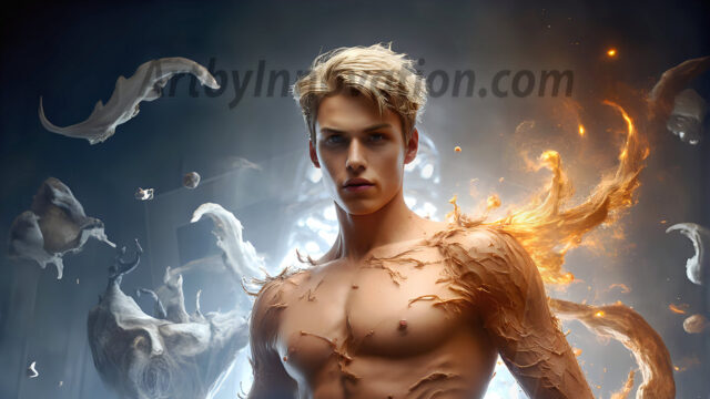 AI male art photos with a fantastical atmosphere. Imagine a Hogwarts School of Witchcraft student, from the Harry Potter series, a handsome, beautiful, and attractive, shirtless young teenage boy, standing firm against a threat. With a detailed Hogwarts castle background, casting a powerful spell, conjuring creatures based on their assigned house crest. From Demonic snakes, powerful lions, fierce badgers, or a murder of Crows. Dementors floating ominously in a cloudy sky, and sparks, shadows, and cinematic lighting, offering an otherworldly vibe.