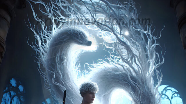 AI male art photos with a fantastical atmosphere. Imagine a Hogwarts School of Witchcraft student, from the Harry Potter series, a handsome, beautiful, and attractive, shirtless young teenage boy, standing firm against a threat. With a detailed Hogwarts castle background, casting a powerful spell, conjuring creatures based on their assigned house crest. From Demonic snakes, powerful lions, fierce badgers, or a murder of Crows. Dementors floating ominously in a cloudy sky, and sparks, shadows, and cinematic lighting, offering an otherworldly vibe.