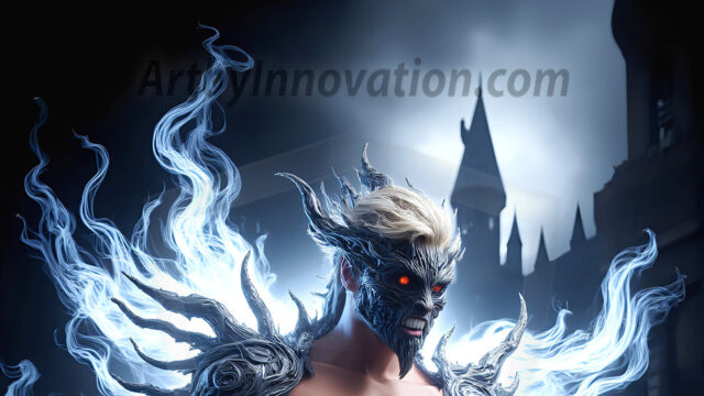 AI male art photos with a fantastical atmosphere. Imagine a Hogwarts School of Witchcraft student, from the Harry Potter series, a handsome, beautiful, and attractive, shirtless young teenage boy, standing firm against a threat. With a detailed Hogwarts castle background, casting a powerful spell, conjuring creatures based on their assigned house crest. From Demonic snakes, powerful lions, fierce badgers, or a murder of Crows. Dementors floating ominously in a cloudy sky, and sparks, shadows, and cinematic lighting, offering an otherworldly vibe.