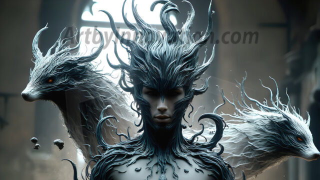 AI male art photos with a fantastical atmosphere. Imagine a Hogwarts School of Witchcraft student, from the Harry Potter series, a handsome, beautiful, and attractive, shirtless young teenage boy, standing firm against a threat. With a detailed Hogwarts castle background, casting a powerful spell, conjuring creatures based on their assigned house crest. From Demonic snakes, powerful lions, fierce badgers, or a murder of Crows. Dementors floating ominously in a cloudy sky, and sparks, shadows, and cinematic lighting, offering an otherworldly vibe.