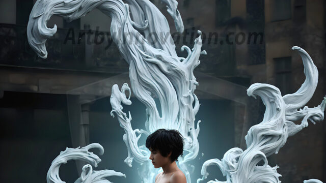 AI male art photos with a fantastical atmosphere. Imagine a Hogwarts School of Witchcraft student, from the Harry Potter series, a handsome, beautiful, and attractive, shirtless young teenage boy, standing firm against a threat. With a detailed Hogwarts castle background, casting a powerful spell, conjuring creatures based on their assigned house crest. From Demonic snakes, powerful lions, fierce badgers, or a murder of Crows. Dementors floating ominously in a cloudy sky, and sparks, shadows, and cinematic lighting, offering an otherworldly vibe.