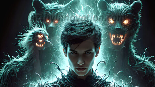 AI male art photos with a fantastical atmosphere. Imagine a Hogwarts School of Witchcraft student, from the Harry Potter series, a handsome, beautiful, and attractive, shirtless young teenage boy, standing firm against a threat. With a detailed Hogwarts castle background, casting a powerful spell, conjuring creatures based on their assigned house crest. From Demonic snakes, powerful lions, fierce badgers, or a murder of Crows. Dementors floating ominously in a cloudy sky, and sparks, shadows, and cinematic lighting, offering an otherworldly vibe.