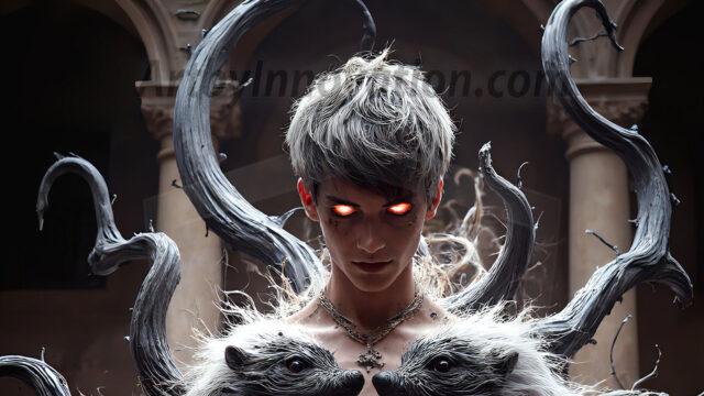 AI male art photos with a fantastical atmosphere. Imagine a Hogwarts School of Witchcraft student, from the Harry Potter series, a handsome, beautiful, and attractive, shirtless young teenage boy, standing firm against a threat. With a detailed Hogwarts castle background, casting a powerful spell, conjuring creatures based on their assigned house crest. From Demonic snakes, powerful lions, fierce badgers, or a murder of Crows. Dementors floating ominously in a cloudy sky, and sparks, shadows, and cinematic lighting, offering an otherworldly vibe.