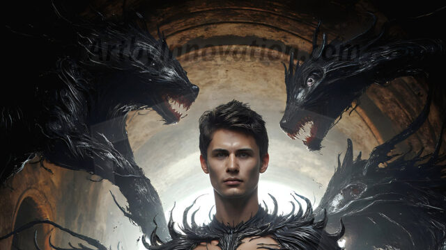 AI male art photos with a fantastical atmosphere. Imagine a Hogwarts School of Witchcraft student, from the Harry Potter series, a handsome, beautiful, and attractive, shirtless young teenage boy, standing firm against a threat. With a detailed Hogwarts castle background, casting a powerful spell, conjuring creatures based on their assigned house crest. From Demonic snakes, powerful lions, fierce badgers, or a murder of Crows. Dementors floating ominously in a cloudy sky, and sparks, shadows, and cinematic lighting, offering an otherworldly vibe.