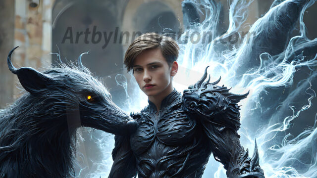 AI male art photos with a fantastical atmosphere. Imagine a Hogwarts School of Witchcraft student, from the Harry Potter series, a handsome, beautiful, and attractive, shirtless young teenage boy, standing firm against a threat. With a detailed Hogwarts castle background, casting a powerful spell, conjuring creatures based on their assigned house crest. From Demonic snakes, powerful lions, fierce badgers, or a murder of Crows. Dementors floating ominously in a cloudy sky, and sparks, shadows, and cinematic lighting, offering an otherworldly vibe.