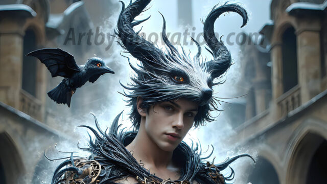 AI male art photos with a fantastical atmosphere. Imagine a Hogwarts School of Witchcraft student, from the Harry Potter series, a handsome, beautiful, and attractive, shirtless young teenage boy, standing firm against a threat. With a detailed Hogwarts castle background, casting a powerful spell, conjuring creatures based on their assigned house crest. From Demonic snakes, powerful lions, fierce badgers, or a murder of Crows. Dementors floating ominously in a cloudy sky, and sparks, shadows, and cinematic lighting, offering an otherworldly vibe.