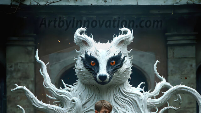 AI male art photos with a fantastical atmosphere. Imagine a Hogwarts School of Witchcraft student, from the Harry Potter series, a handsome, beautiful, and attractive, shirtless young teenage boy, standing firm against a threat. With a detailed Hogwarts castle background, casting a powerful spell, conjuring creatures based on their assigned house crest. From Demonic snakes, powerful lions, fierce badgers, or a murder of Crows. Dementors floating ominously in a cloudy sky, and sparks, shadows, and cinematic lighting, offering an otherworldly vibe.