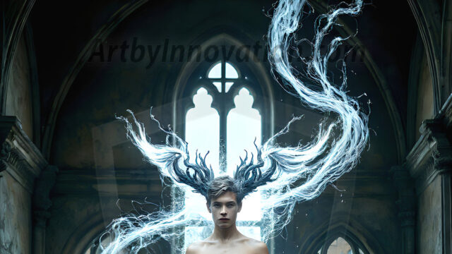 AI male art photos with a fantastical atmosphere. Imagine a Hogwarts School of Witchcraft student, from the Harry Potter series, a handsome, beautiful, and attractive, shirtless young teenage boy, standing firm against a threat. With a detailed Hogwarts castle background, casting a powerful spell, conjuring creatures based on their assigned house crest. From Demonic snakes, powerful lions, fierce badgers, or a murder of Crows. Dementors floating ominously in a cloudy sky, and sparks, shadows, and cinematic lighting, offering an otherworldly vibe.