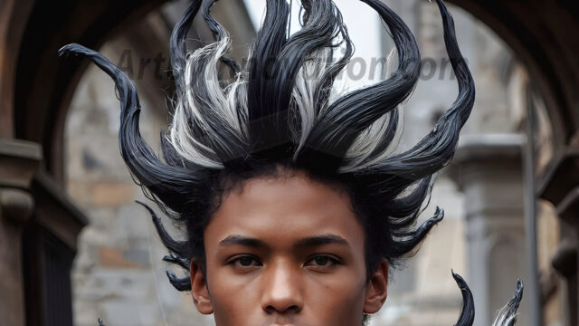 AI male art photos with a fantastical atmosphere. Imagine a Hogwarts School of Witchcraft student, from the Harry Potter series, a handsome, beautiful, and attractive, shirtless young teenage boy, standing firm against a threat. With a detailed Hogwarts castle background, casting a powerful spell, conjuring creatures based on their assigned house crest. From Demonic snakes, powerful lions, fierce badgers, or a murder of Crows. Dementors floating ominously in a cloudy sky, and sparks, shadows, and cinematic lighting, offering an otherworldly vibe.