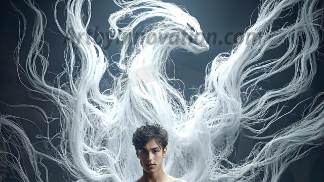 AI male art photos with a fantastical atmosphere. Imagine a Hogwarts School of Witchcraft student, from the Harry Potter series, a handsome, beautiful, and attractive, shirtless young teenage boy, standing firm against a threat. With a detailed Hogwarts castle background, casting a powerful spell, conjuring creatures based on their assigned house crest. From Demonic snakes, powerful lions, fierce badgers, or a murder of Crows. Dementors floating ominously in a cloudy sky, and sparks, shadows, and cinematic lighting, offering an otherworldly vibe.