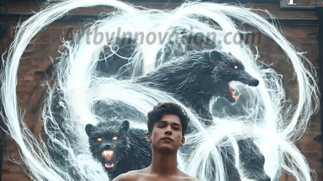 AI male art photos with a fantastical atmosphere. Imagine a Hogwarts School of Witchcraft student, from the Harry Potter series, a handsome, beautiful, and attractive, shirtless young teenage boy, standing firm against a threat. With a detailed Hogwarts castle background, casting a powerful spell, conjuring creatures based on their assigned house crest. From Demonic snakes, powerful lions, fierce badgers, or a murder of Crows. Dementors floating ominously in a cloudy sky, and sparks, shadows, and cinematic lighting, offering an otherworldly vibe.