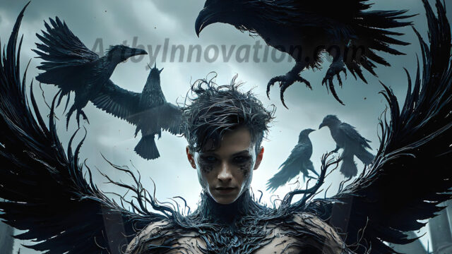 AI male art photos with a fantastical atmosphere. Imagine a Hogwarts School of Witchcraft student, from the Harry Potter series, a handsome, beautiful, and attractive, shirtless young teenage boy, standing firm against a threat. With a detailed Hogwarts castle background, casting a powerful spell, conjuring creatures based on their assigned house crest. From Demonic snakes, powerful lions, fierce badgers, or a murder of Crows. Dementors floating ominously in a cloudy sky, and sparks, shadows, and cinematic lighting, offering an otherworldly vibe.