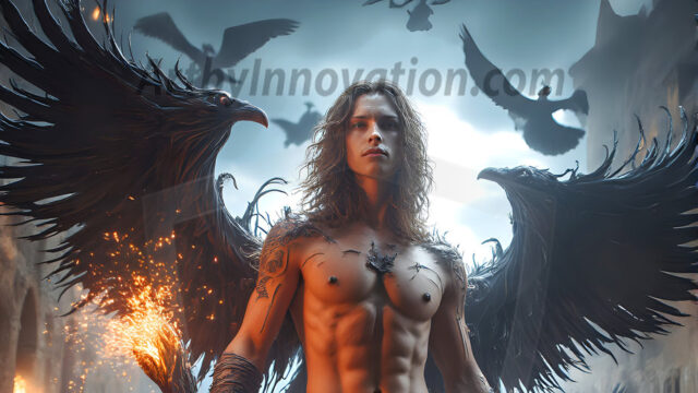 AI male art photos with a fantastical atmosphere. Imagine a Hogwarts School of Witchcraft student, from the Harry Potter series, a handsome, beautiful, and attractive, shirtless young teenage boy, standing firm against a threat. With a detailed Hogwarts castle background, casting a powerful spell, conjuring creatures based on their assigned house crest. From Demonic snakes, powerful lions, fierce badgers, or a murder of Crows. Dementors floating ominously in a cloudy sky, and sparks, shadows, and cinematic lighting, offering an otherworldly vibe.