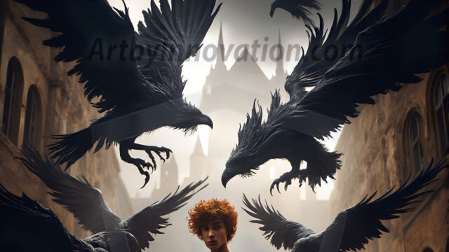 AI male art photos with a fantastical atmosphere. Imagine a Hogwarts School of Witchcraft student, from the Harry Potter series, a handsome, beautiful, and attractive, shirtless young teenage boy, standing firm against a threat. With a detailed Hogwarts castle background, casting a powerful spell, conjuring creatures based on their assigned house crest. From Demonic snakes, powerful lions, fierce badgers, or a murder of Crows. Dementors floating ominously in a cloudy sky, and sparks, shadows, and cinematic lighting, offering an otherworldly vibe.