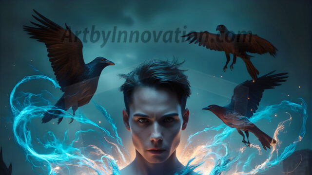 AI male art photos with a fantastical atmosphere. Imagine a Hogwarts School of Witchcraft student, from the Harry Potter series, a handsome, beautiful, and attractive, shirtless young teenage boy, standing firm against a threat. With a detailed Hogwarts castle background, casting a powerful spell, conjuring creatures based on their assigned house crest. From Demonic snakes, powerful lions, fierce badgers, or a murder of Crows. Dementors floating ominously in a cloudy sky, and sparks, shadows, and cinematic lighting, offering an otherworldly vibe.