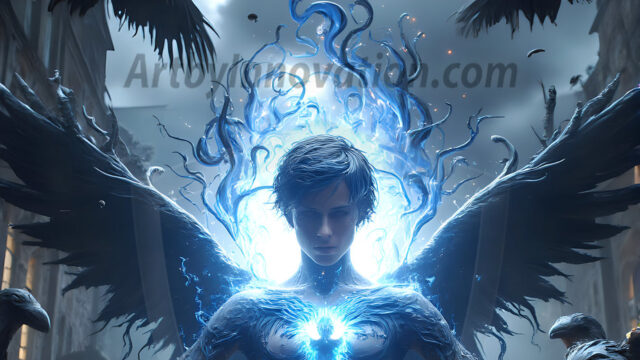 AI male art photos with a fantastical atmosphere. Imagine a Hogwarts School of Witchcraft student, from the Harry Potter series, a handsome, beautiful, and attractive, shirtless young teenage boy, standing firm against a threat. With a detailed Hogwarts castle background, casting a powerful spell, conjuring creatures based on their assigned house crest. From Demonic snakes, powerful lions, fierce badgers, or a murder of Crows. Dementors floating ominously in a cloudy sky, and sparks, shadows, and cinematic lighting, offering an otherworldly vibe.