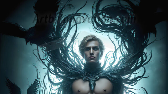 AI male art photos with a fantastical atmosphere. Imagine a Hogwarts School of Witchcraft student, from the Harry Potter series, a handsome, beautiful, and attractive, shirtless young teenage boy, standing firm against a threat. With a detailed Hogwarts castle background, casting a powerful spell, conjuring creatures based on their assigned house crest. From Demonic snakes, powerful lions, fierce badgers, or a murder of Crows. Dementors floating ominously in a cloudy sky, and sparks, shadows, and cinematic lighting, offering an otherworldly vibe.