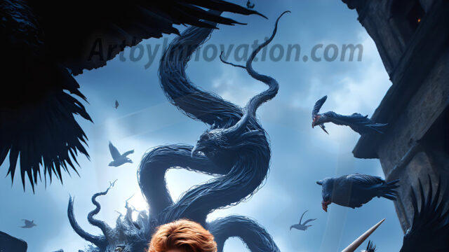 AI male art photos with a fantastical atmosphere. Imagine a Hogwarts School of Witchcraft student, from the Harry Potter series, a handsome, beautiful, and attractive, shirtless young teenage boy, standing firm against a threat. With a detailed Hogwarts castle background, casting a powerful spell, conjuring creatures based on their assigned house crest. From Demonic snakes, powerful lions, fierce badgers, or a murder of Crows. Dementors floating ominously in a cloudy sky, and sparks, shadows, and cinematic lighting, offering an otherworldly vibe.