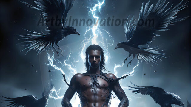 AI male art photos with a fantastical atmosphere. Imagine a Hogwarts School of Witchcraft student, from the Harry Potter series, a handsome, beautiful, and attractive, shirtless young teenage boy, standing firm against a threat. With a detailed Hogwarts castle background, casting a powerful spell, conjuring creatures based on their assigned house crest. From Demonic snakes, powerful lions, fierce badgers, or a murder of Crows. Dementors floating ominously in a cloudy sky, and sparks, shadows, and cinematic lighting, offering an otherworldly vibe.