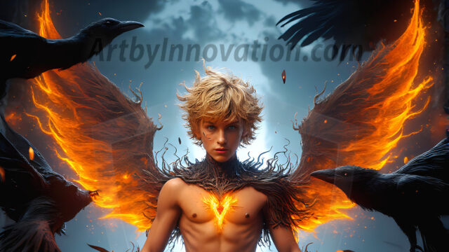 AI male art photos with a fantastical atmosphere. Imagine a Hogwarts School of Witchcraft student, from the Harry Potter series, a handsome, beautiful, and attractive, shirtless young teenage boy, standing firm against a threat. With a detailed Hogwarts castle background, casting a powerful spell, conjuring creatures based on their assigned house crest. From Demonic snakes, powerful lions, fierce badgers, or a murder of Crows. Dementors floating ominously in a cloudy sky, and sparks, shadows, and cinematic lighting, offering an otherworldly vibe.