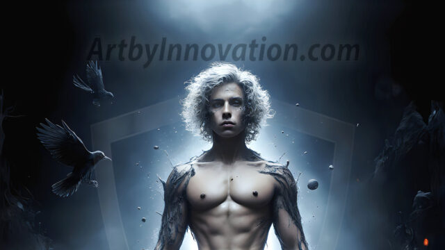 AI male art photos with a fantastical atmosphere. Imagine a Hogwarts School of Witchcraft student, from the Harry Potter series, a handsome, beautiful, and attractive, shirtless young teenage boy, standing firm against a threat. With a detailed Hogwarts castle background, casting a powerful spell, conjuring creatures based on their assigned house crest. From Demonic snakes, powerful lions, fierce badgers, or a murder of Crows. Dementors floating ominously in a cloudy sky, and sparks, shadows, and cinematic lighting, offering an otherworldly vibe.