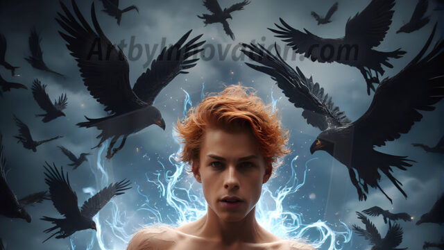 AI male art photos with a fantastical atmosphere. Imagine a Hogwarts School of Witchcraft student, from the Harry Potter series, a handsome, beautiful, and attractive, shirtless young teenage boy, standing firm against a threat. With a detailed Hogwarts castle background, casting a powerful spell, conjuring creatures based on their assigned house crest. From Demonic snakes, powerful lions, fierce badgers, or a murder of Crows. Dementors floating ominously in a cloudy sky, and sparks, shadows, and cinematic lighting, offering an otherworldly vibe.