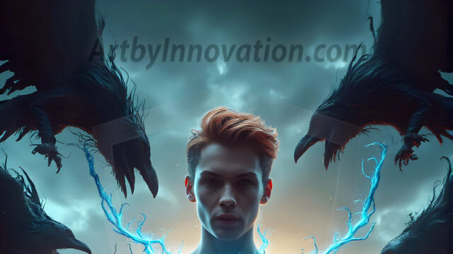 AI male art photos with a fantastical atmosphere. Imagine a Hogwarts School of Witchcraft student, from the Harry Potter series, a handsome, beautiful, and attractive, shirtless young teenage boy, standing firm against a threat. With a detailed Hogwarts castle background, casting a powerful spell, conjuring creatures based on their assigned house crest. From Demonic snakes, powerful lions, fierce badgers, or a murder of Crows. Dementors floating ominously in a cloudy sky, and sparks, shadows, and cinematic lighting, offering an otherworldly vibe.