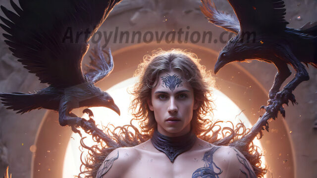 AI male art photos with a fantastical atmosphere. Imagine a Hogwarts School of Witchcraft student, from the Harry Potter series, a handsome, beautiful, and attractive, shirtless young teenage boy, standing firm against a threat. With a detailed Hogwarts castle background, casting a powerful spell, conjuring creatures based on their assigned house crest. From Demonic snakes, powerful lions, fierce badgers, or a murder of Crows. Dementors floating ominously in a cloudy sky, and sparks, shadows, and cinematic lighting, offering an otherworldly vibe.