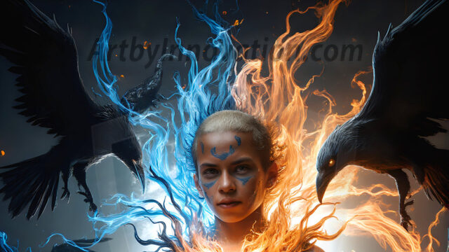 AI male art photos with a fantastical atmosphere. Imagine a Hogwarts School of Witchcraft student, from the Harry Potter series, a handsome, beautiful, and attractive, shirtless young teenage boy, standing firm against a threat. With a detailed Hogwarts castle background, casting a powerful spell, conjuring creatures based on their assigned house crest. From Demonic snakes, powerful lions, fierce badgers, or a murder of Crows. Dementors floating ominously in a cloudy sky, and sparks, shadows, and cinematic lighting, offering an otherworldly vibe.