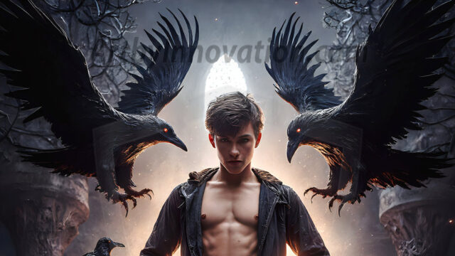 AI male art photos with a fantastical atmosphere. Imagine a Hogwarts School of Witchcraft student, from the Harry Potter series, a handsome, beautiful, and attractive, shirtless young teenage boy, standing firm against a threat. With a detailed Hogwarts castle background, casting a powerful spell, conjuring creatures based on their assigned house crest. From Demonic snakes, powerful lions, fierce badgers, or a murder of Crows. Dementors floating ominously in a cloudy sky, and sparks, shadows, and cinematic lighting, offering an otherworldly vibe.