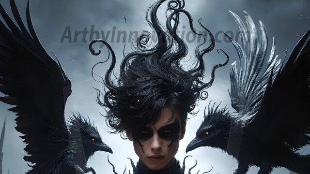 AI male art photos with a fantastical atmosphere. Imagine a Hogwarts School of Witchcraft student, from the Harry Potter series, a handsome, beautiful, and attractive, shirtless young teenage boy, standing firm against a threat. With a detailed Hogwarts castle background, casting a powerful spell, conjuring creatures based on their assigned house crest. From Demonic snakes, powerful lions, fierce badgers, or a murder of Crows. Dementors floating ominously in a cloudy sky, and sparks, shadows, and cinematic lighting, offering an otherworldly vibe.