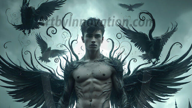 AI male art photos with a fantastical atmosphere. Imagine a Hogwarts School of Witchcraft student, from the Harry Potter series, a handsome, beautiful, and attractive, shirtless young teenage boy, standing firm against a threat. With a detailed Hogwarts castle background, casting a powerful spell, conjuring creatures based on their assigned house crest. From Demonic snakes, powerful lions, fierce badgers, or a murder of Crows. Dementors floating ominously in a cloudy sky, and sparks, shadows, and cinematic lighting, offering an otherworldly vibe.