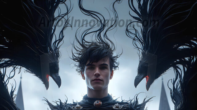 AI male art photos with a fantastical atmosphere. Imagine a Hogwarts School of Witchcraft student, from the Harry Potter series, a handsome, beautiful, and attractive, shirtless young teenage boy, standing firm against a threat. With a detailed Hogwarts castle background, casting a powerful spell, conjuring creatures based on their assigned house crest. From Demonic snakes, powerful lions, fierce badgers, or a murder of Crows. Dementors floating ominously in a cloudy sky, and sparks, shadows, and cinematic lighting, offering an otherworldly vibe.