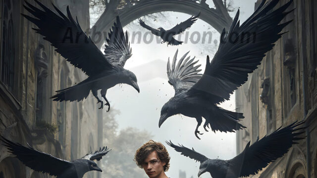 AI male art photos with a fantastical atmosphere. Imagine a Hogwarts School of Witchcraft student, from the Harry Potter series, a handsome, beautiful, and attractive, shirtless young teenage boy, standing firm against a threat. With a detailed Hogwarts castle background, casting a powerful spell, conjuring creatures based on their assigned house crest. From Demonic snakes, powerful lions, fierce badgers, or a murder of Crows. Dementors floating ominously in a cloudy sky, and sparks, shadows, and cinematic lighting, offering an otherworldly vibe.