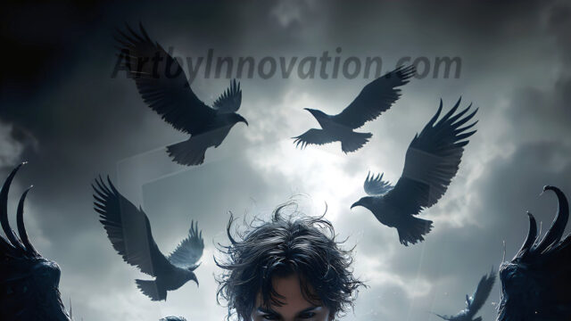 AI male art photos with a fantastical atmosphere. Imagine a Hogwarts School of Witchcraft student, from the Harry Potter series, a handsome, beautiful, and attractive, shirtless young teenage boy, standing firm against a threat. With a detailed Hogwarts castle background, casting a powerful spell, conjuring creatures based on their assigned house crest. From Demonic snakes, powerful lions, fierce badgers, or a murder of Crows. Dementors floating ominously in a cloudy sky, and sparks, shadows, and cinematic lighting, offering an otherworldly vibe.