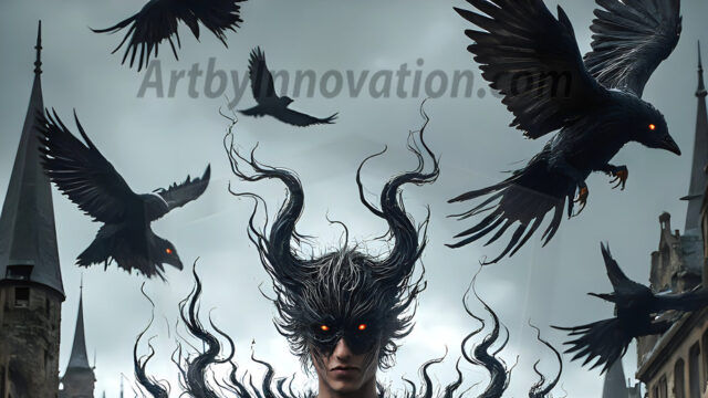 AI male art photos with a fantastical atmosphere. Imagine a Hogwarts School of Witchcraft student, from the Harry Potter series, a handsome, beautiful, and attractive, shirtless young teenage boy, standing firm against a threat. With a detailed Hogwarts castle background, casting a powerful spell, conjuring creatures based on their assigned house crest. From Demonic snakes, powerful lions, fierce badgers, or a murder of Crows. Dementors floating ominously in a cloudy sky, and sparks, shadows, and cinematic lighting, offering an otherworldly vibe.