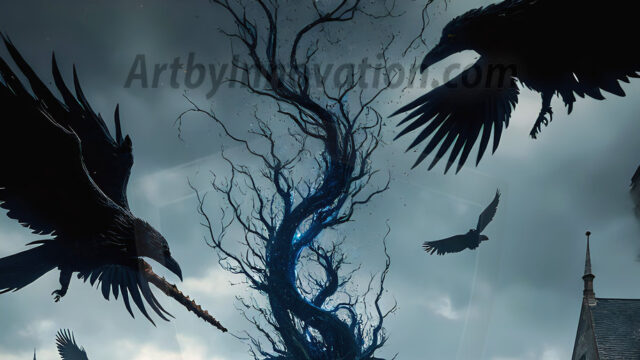 AI male art photos with a fantastical atmosphere. Imagine a Hogwarts School of Witchcraft student, from the Harry Potter series, a handsome, beautiful, and attractive, shirtless young teenage boy, standing firm against a threat. With a detailed Hogwarts castle background, casting a powerful spell, conjuring creatures based on their assigned house crest. From Demonic snakes, powerful lions, fierce badgers, or a murder of Crows. Dementors floating ominously in a cloudy sky, and sparks, shadows, and cinematic lighting, offering an otherworldly vibe.