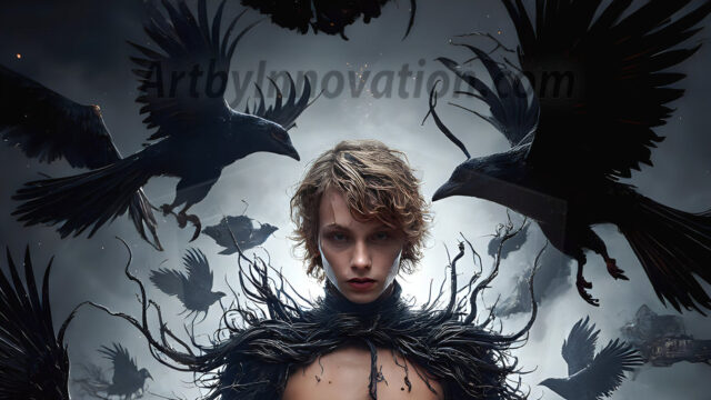 AI male art photos with a fantastical atmosphere. Imagine a Hogwarts School of Witchcraft student, from the Harry Potter series, a handsome, beautiful, and attractive, shirtless young teenage boy, standing firm against a threat. With a detailed Hogwarts castle background, casting a powerful spell, conjuring creatures based on their assigned house crest. From Demonic snakes, powerful lions, fierce badgers, or a murder of Crows. Dementors floating ominously in a cloudy sky, and sparks, shadows, and cinematic lighting, offering an otherworldly vibe.