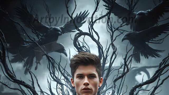 AI male art photos with a fantastical atmosphere. Imagine a Hogwarts School of Witchcraft student, from the Harry Potter series, a handsome, beautiful, and attractive, shirtless young teenage boy, standing firm against a threat. With a detailed Hogwarts castle background, casting a powerful spell, conjuring creatures based on their assigned house crest. From Demonic snakes, powerful lions, fierce badgers, or a murder of Crows. Dementors floating ominously in a cloudy sky, and sparks, shadows, and cinematic lighting, offering an otherworldly vibe.