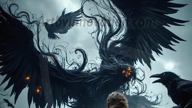 AI male art photos with a fantastical atmosphere. Imagine a Hogwarts School of Witchcraft student, from the Harry Potter series, a handsome, beautiful, and attractive, shirtless young teenage boy, standing firm against a threat. With a detailed Hogwarts castle background, casting a powerful spell, conjuring creatures based on their assigned house crest. From Demonic snakes, powerful lions, fierce badgers, or a murder of Crows. Dementors floating ominously in a cloudy sky, and sparks, shadows, and cinematic lighting, offering an otherworldly vibe.