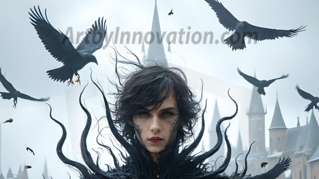 AI male art photos with a fantastical atmosphere. Imagine a Hogwarts School of Witchcraft student, from the Harry Potter series, a handsome, beautiful, and attractive, shirtless young teenage boy, standing firm against a threat. With a detailed Hogwarts castle background, casting a powerful spell, conjuring creatures based on their assigned house crest. From Demonic snakes, powerful lions, fierce badgers, or a murder of Crows. Dementors floating ominously in a cloudy sky, and sparks, shadows, and cinematic lighting, offering an otherworldly vibe.