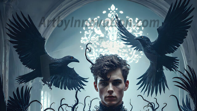 AI male art photos with a fantastical atmosphere. Imagine a Hogwarts School of Witchcraft student, from the Harry Potter series, a handsome, beautiful, and attractive, shirtless young teenage boy, standing firm against a threat. With a detailed Hogwarts castle background, casting a powerful spell, conjuring creatures based on their assigned house crest. From Demonic snakes, powerful lions, fierce badgers, or a murder of Crows. Dementors floating ominously in a cloudy sky, and sparks, shadows, and cinematic lighting, offering an otherworldly vibe.