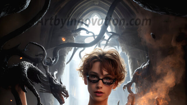 AI male art photos with a fantastical atmosphere. Imagine a Hogwarts School of Witchcraft student, from the Harry Potter series, a handsome, beautiful, and attractive, shirtless young teenage boy, standing firm against a threat. With a detailed Hogwarts castle background, casting a powerful spell, conjuring creatures based on their assigned house crest. From Demonic snakes, powerful lions, fierce badgers, or a murder of Crows. Dementors floating ominously in a cloudy sky, and sparks, shadows, and cinematic lighting, offering an otherworldly vibe.