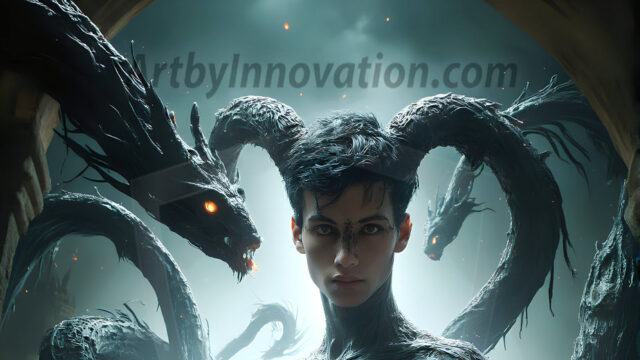 AI male art photos with a fantastical atmosphere. Imagine a Hogwarts School of Witchcraft student, from the Harry Potter series, a handsome, beautiful, and attractive, shirtless young teenage boy, standing firm against a threat. With a detailed Hogwarts castle background, casting a powerful spell, conjuring creatures based on their assigned house crest. From Demonic snakes, powerful lions, fierce badgers, or a murder of Crows. Dementors floating ominously in a cloudy sky, and sparks, shadows, and cinematic lighting, offering an otherworldly vibe.