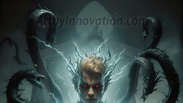 AI male art photos with a fantastical atmosphere. Imagine a Hogwarts School of Witchcraft student, from the Harry Potter series, a handsome, beautiful, and attractive, shirtless young teenage boy, standing firm against a threat. With a detailed Hogwarts castle background, casting a powerful spell, conjuring creatures based on their assigned house crest. From Demonic snakes, powerful lions, fierce badgers, or a murder of Crows. Dementors floating ominously in a cloudy sky, and sparks, shadows, and cinematic lighting, offering an otherworldly vibe.