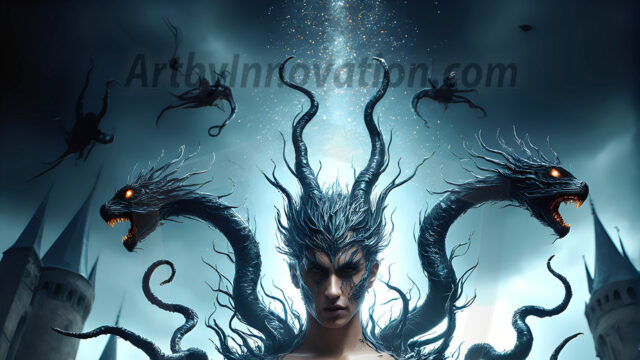 AI male art photos with a fantastical atmosphere. Imagine a Hogwarts School of Witchcraft student, from the Harry Potter series, a handsome, beautiful, and attractive, shirtless young teenage boy, standing firm against a threat. With a detailed Hogwarts castle background, casting a powerful spell, conjuring creatures based on their assigned house crest. From Demonic snakes, powerful lions, fierce badgers, or a murder of Crows. Dementors floating ominously in a cloudy sky, and sparks, shadows, and cinematic lighting, offering an otherworldly vibe.