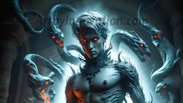 AI male art photos with a fantastical atmosphere. Imagine a Hogwarts School of Witchcraft student, from the Harry Potter series, a handsome, beautiful, and attractive, shirtless young teenage boy, standing firm against a threat. With a detailed Hogwarts castle background, casting a powerful spell, conjuring creatures based on their assigned house crest. From Demonic snakes, powerful lions, fierce badgers, or a murder of Crows. Dementors floating ominously in a cloudy sky, and sparks, shadows, and cinematic lighting, offering an otherworldly vibe.